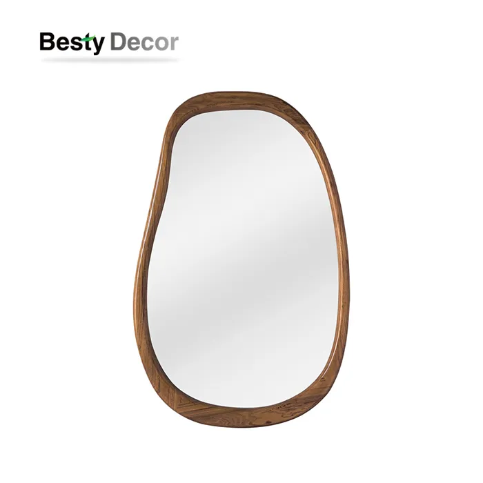 Cermin Berbingkai Kayu Solid Tidak Beraturan