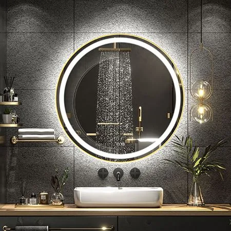 Cermin LED Sentuh Cerdas Dengan Bingkai Paduan Aluminium